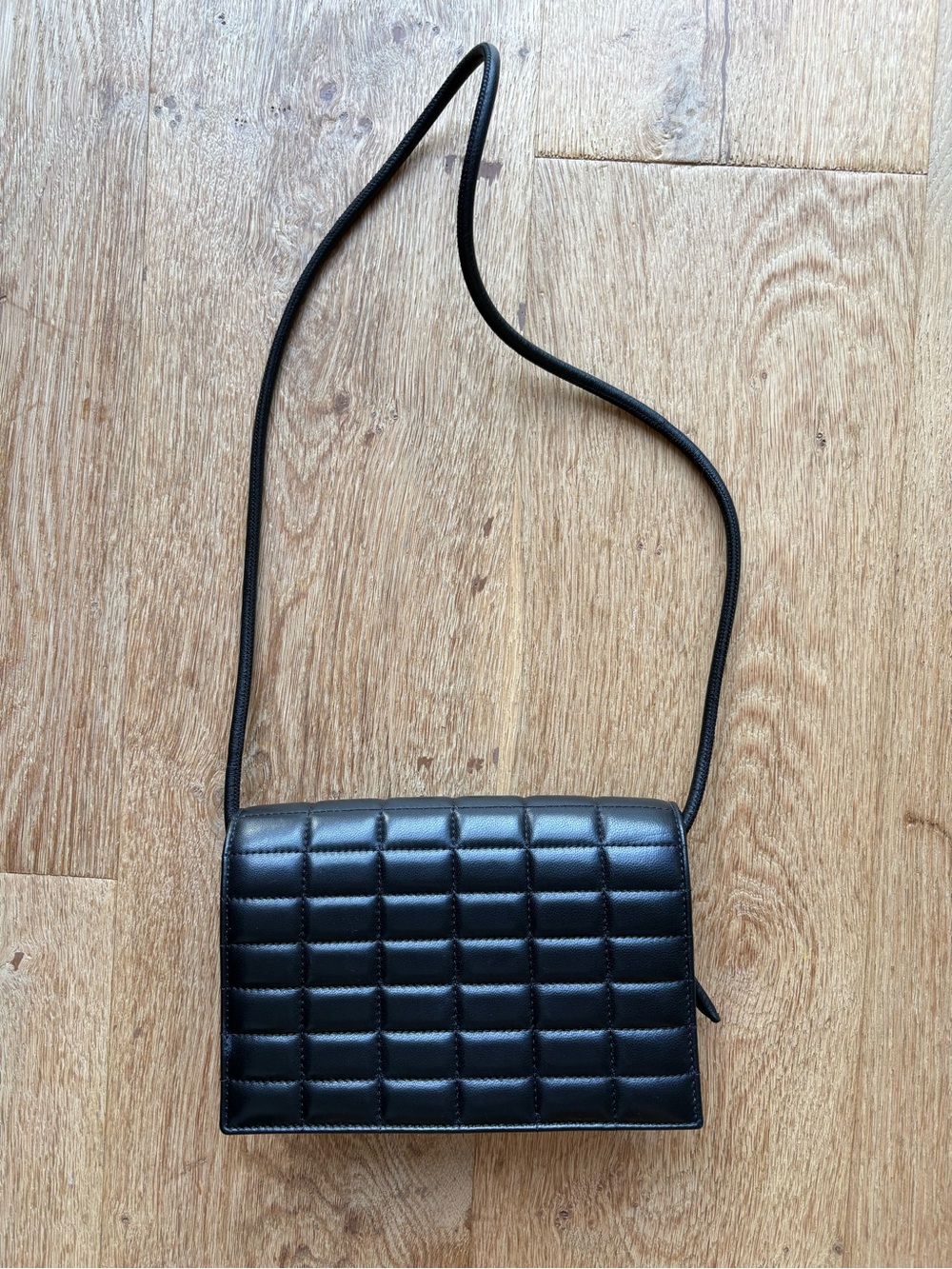 Theory Black Lambskin Quilted Flap Bag